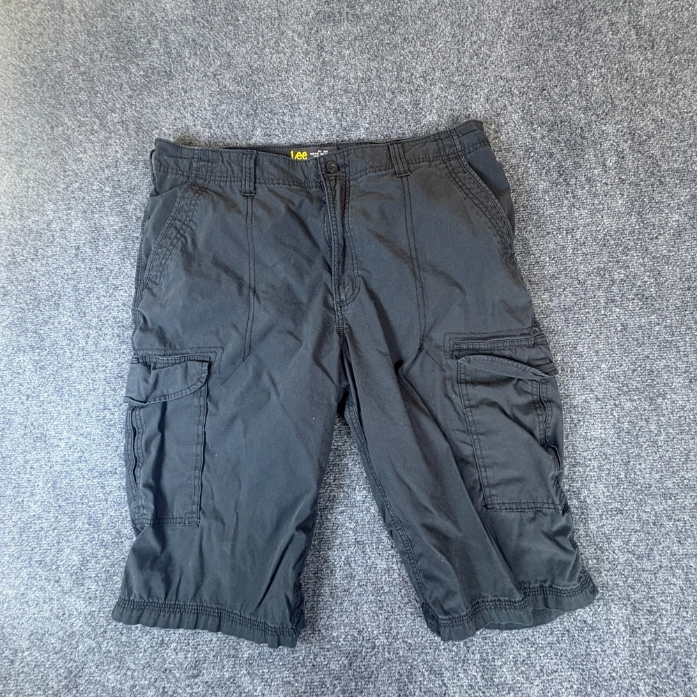 Lee Legendary Sur Cargo Shorts Mens 36x14 Black Cotton Stretch Relaxed Outdoor